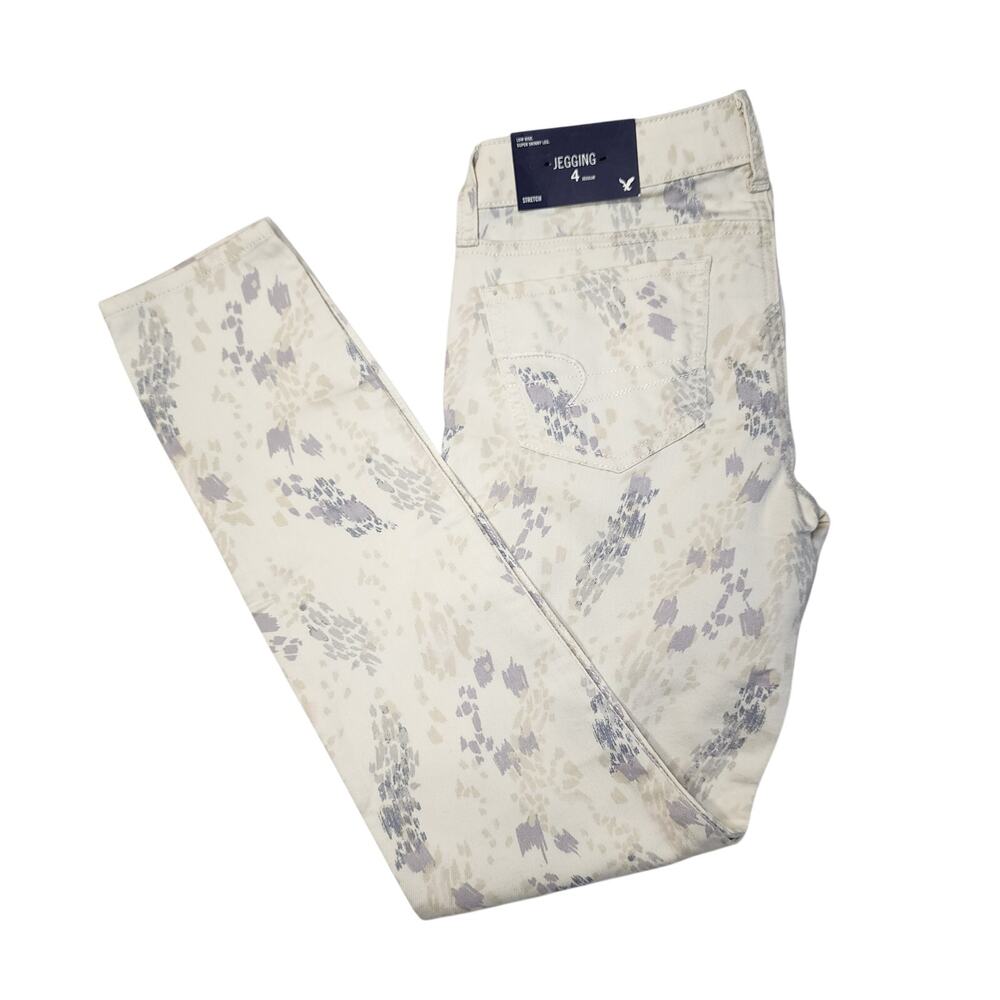 American Eagle Low Rise Jeggings Super Skinny Size 4 Regular Stretch Cream